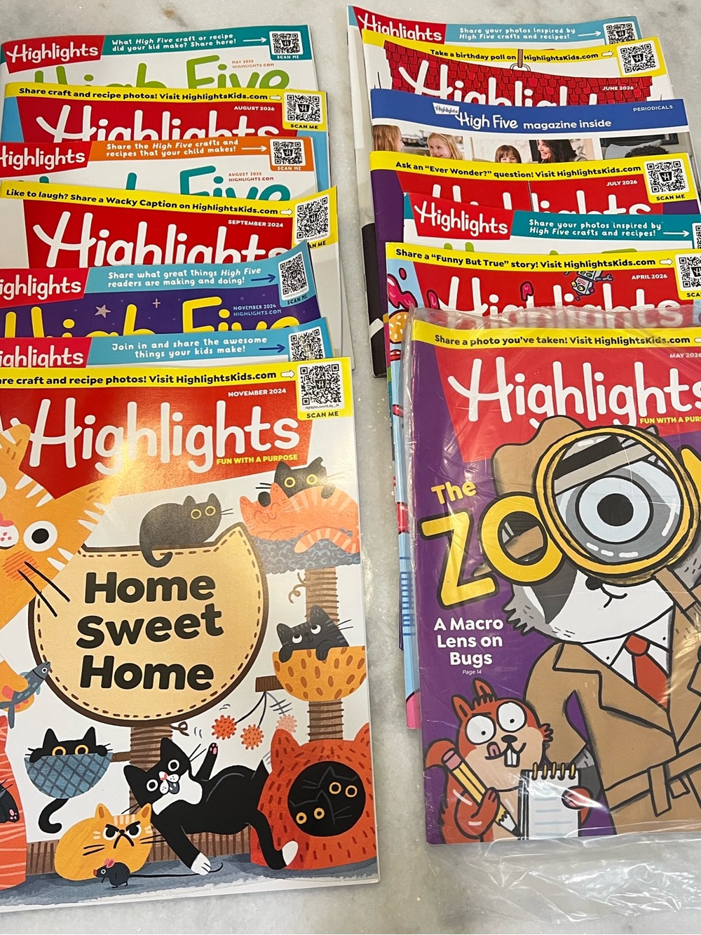 Stack of Highlights and High Five Children’s Magazines (Set of 12)